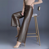 Sara | Elegante Wide-Leg Broek van Luxe Kunstleer