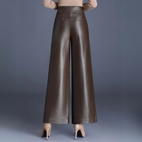 Sara | Elegante Wide-Leg Broek van Luxe Kunstleer