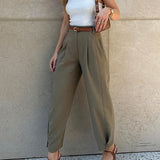 Elegance | High-Waist Pantalon met Plooien en Tapered Fit