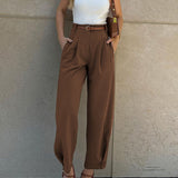 Elegance | High-Waist Pantalon met Plooien en Tapered Fit
