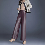 Sara | Elegante Wide-Leg Broek van Luxe Kunstleer