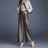 Sara | Elegante Wide-Leg Broek van Luxe Kunstleer