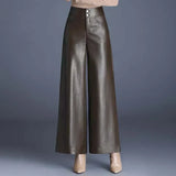 Sara | Elegante Wide-Leg Broek van Luxe Kunstleer
