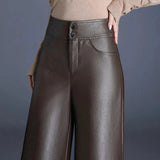 Sara | Elegante Wide-Leg Broek van Luxe Kunstleer