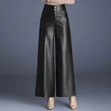 Sara | Elegante Wide-Leg Broek van Luxe Kunstleer