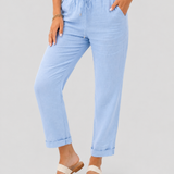 Juno – wijde linnen broek met hoge taille voor dames