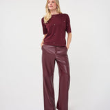Bordeaux | Luxe Wide-Leg Broek in Leatherlook