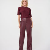Bordeaux | Luxe Wide-Leg Broek in Leatherlook